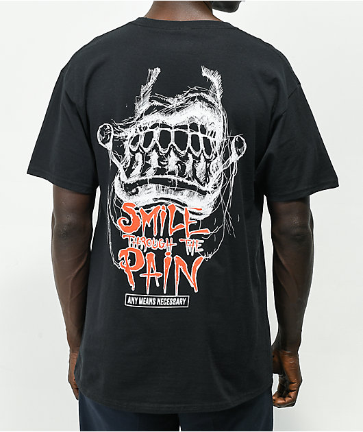 100058-any-means-necessary-smile-through-black-t-shirt-1.jpg Any Means Necessary Smile Through Black T-Shirt