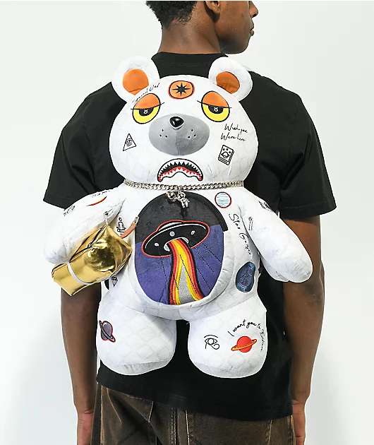 Sprayground Alien Rich White Bear Backpack