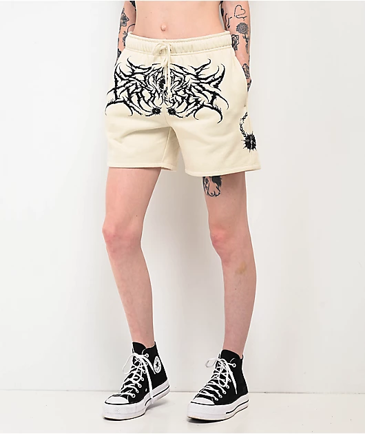 Broken Promises Spiked White Sweat Shorts