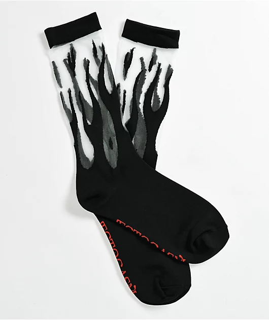 Ectogasm Sheer Flame Black Crew Socks