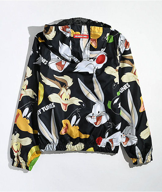 Members Only x Looney Tunes Kids Mash Up Black Windbreaker Jacket