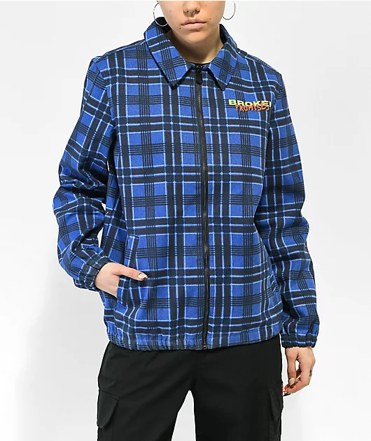 Broken Promises Leash Blue Plaid Work Jacket