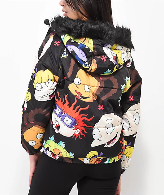 Members Only x Nickelodeon Rugrats Allover Print Bomber Puffer Jacket