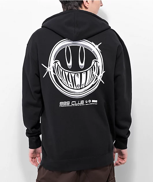 999 Club by Juice WRLD Chrome Smile Black Zip Hoodie