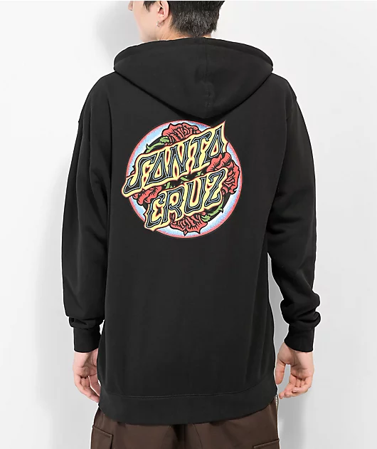 Santa Cruz Dressen Roses Dot Black Zip Hoodie