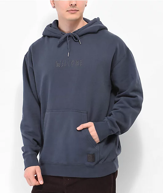 Welcome Scrawl Black Garment Dye Hoodie