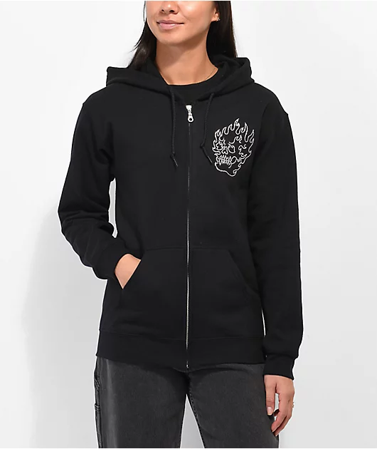Empyre Skull Rhinestone Black Zip Hoodie