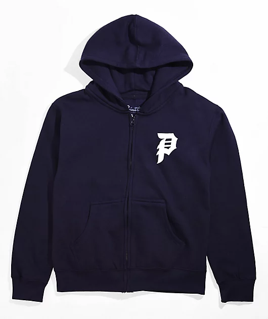 Primitive Kids Dirty P Navy Blue Zip Hoodie