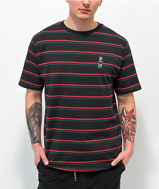 DGK Rival Black, Red & Green Stripe T-Shirt