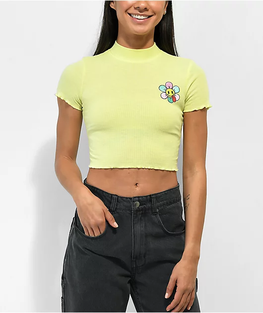 19114-jv-by-jac-vanek-flower-yellow-mock-neck-crop-top-1.webp JV by Jac Vanek Flower Yellow Mock Neck Crop Top