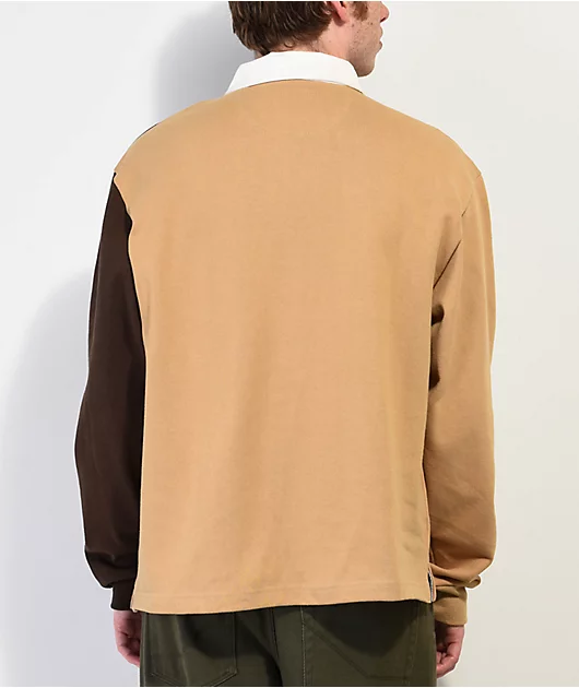 19651-huf-mixed-up-khaki-brown-long-sleeve-polo-shirt-2.webp HUF Mixed Up Khaki & Brown Long Sleeve Polo Shirt