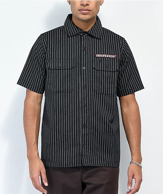 19673-independent-bar-logo-black-stripe-short-sleeve-work-shirt-1.webp Independent Bar Logo Black Stripe Short Sleeve Work Shirt