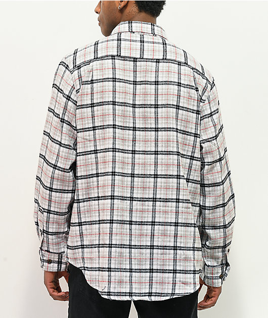 Montage White, Grey & Black Plaid Flannel Shirt