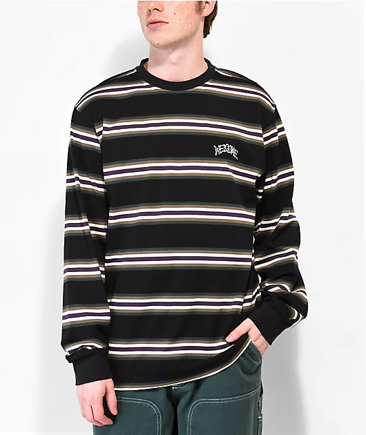 Welcome Thelma Black Stripe Long Sleeve T-Shirt