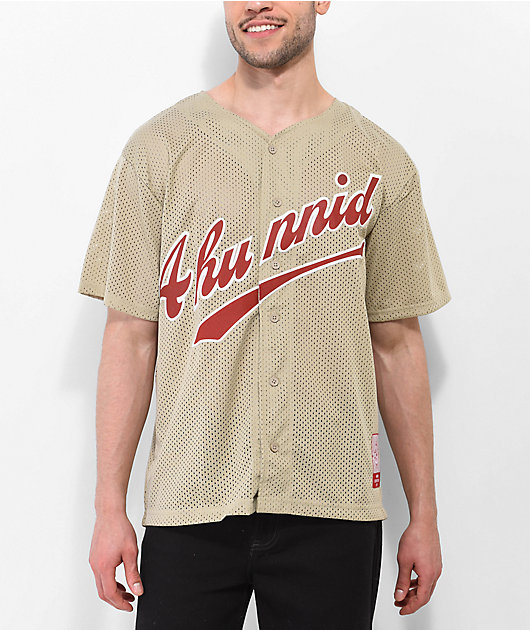 4Hunnid Script Tan Baseball Jersey