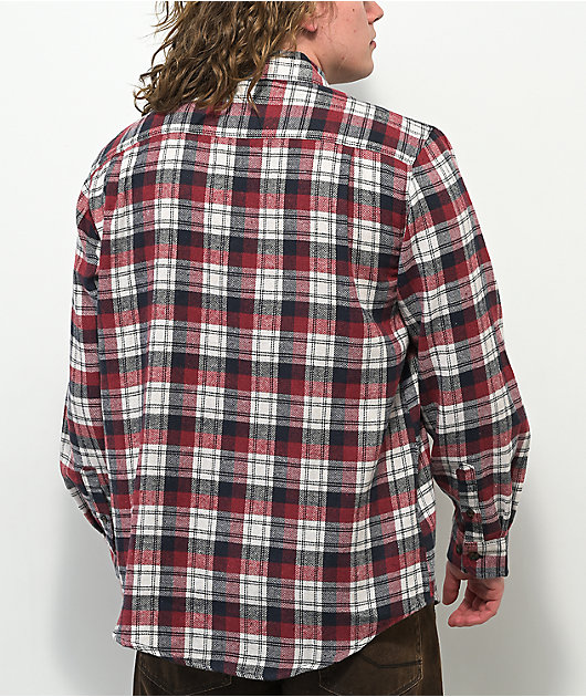 Montage White, Red & Dark Blue Plaid Flannel Shirt