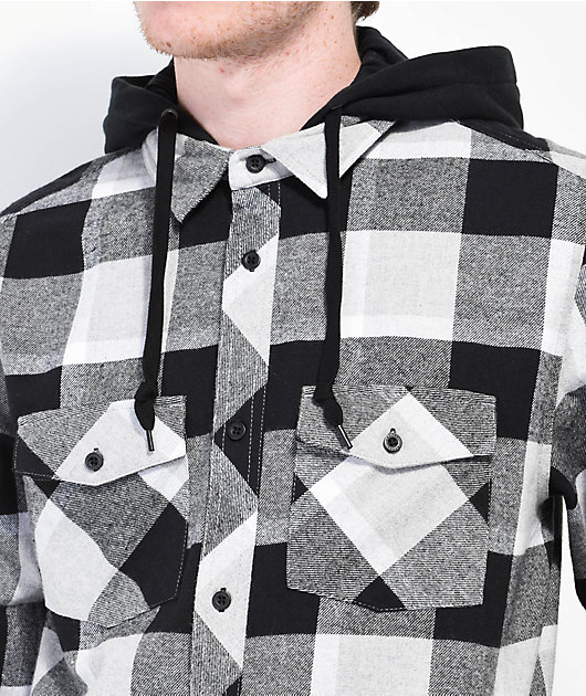 20326-empyre-hit-back-black-white-hooded-flannel-2.jpg Empyre Hit Back Black & White Hooded Flannel