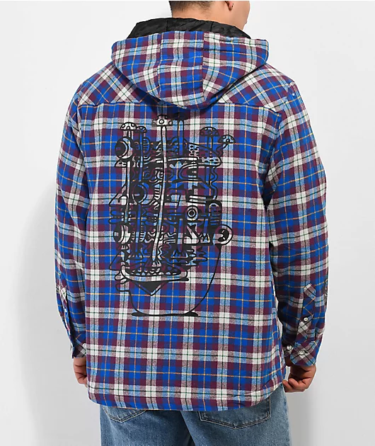 Killer Acid Heads Up Purple Hooded Flannel Shirt