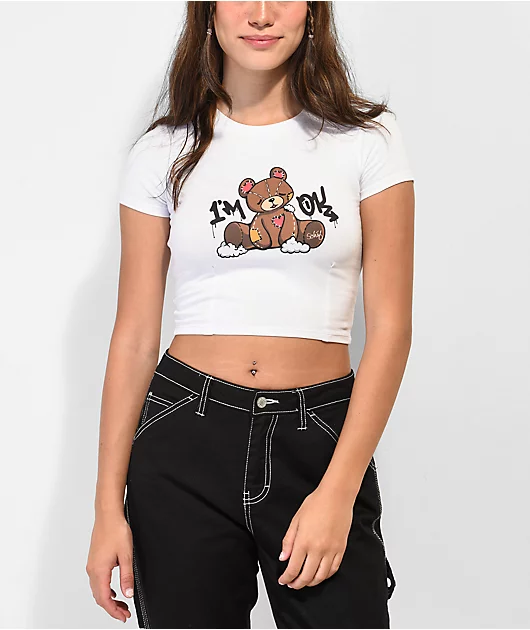 20513-schaf-i-m-ok-white-crop-t-shirt-1.webp Schaf I'm Ok White Crop T-Shirt