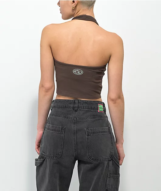 21638-petals-by-petals-and-peacocks-peace-love-club-brown-halter-top-2.webp Petals by Petals and Peacocks Peace Love Club Brown Halter Top
