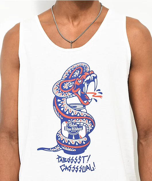 Casual Industrees x Pabst Pabsssst White Tank Top