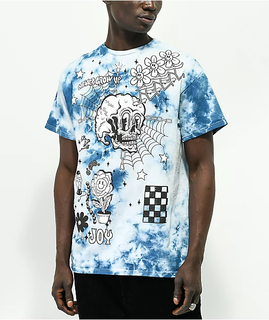 23536-a.lab-never-grow-up-blue-white-tie-dye-t-shirt-1.webp A.LAB Never Grow Up Blue & White Tie Dye T-Shirt