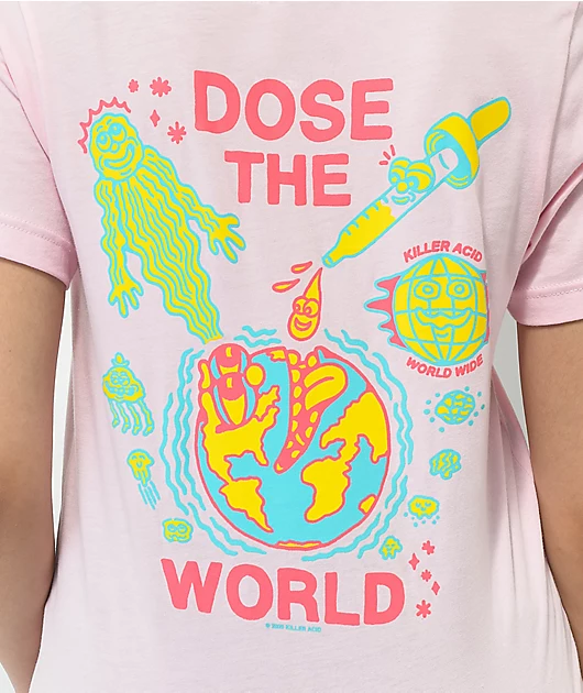 31698-killer-acid-dose-the-world-pink-t-shirt-4.webp Killer Acid Dose The World Pink T-Shirt