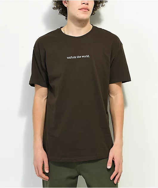 31753-can-t-blame-the-youth-unfuck-the-world-brown-t-shirt-1.webp Can't Blame The Youth Unfuck The World Brown T-Shirt