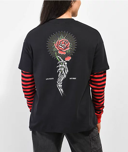 32121-empyre-roxie-skull-rose-black-red-layered-long-sleeve-t-shirt-1.webp Empyre Roxie Skull & Rose Black & Red Layered Long Sleeve T-Shirt