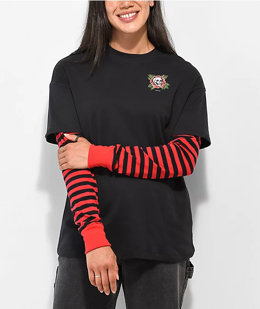 32121-empyre-roxie-skull-rose-black-red-layered-long-sleeve-t-shirt-2.webp Empyre Roxie Skull & Rose Black & Red Layered Long Sleeve T-Shirt