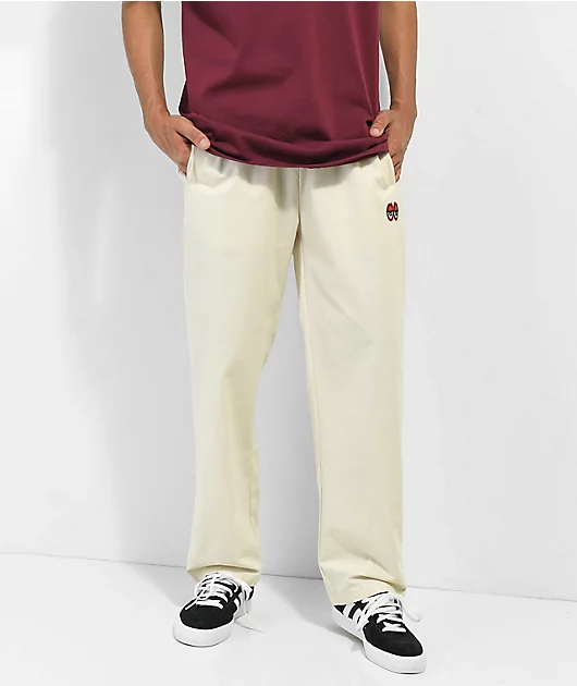 Krooked Eyes White Elastic Waist Pants
