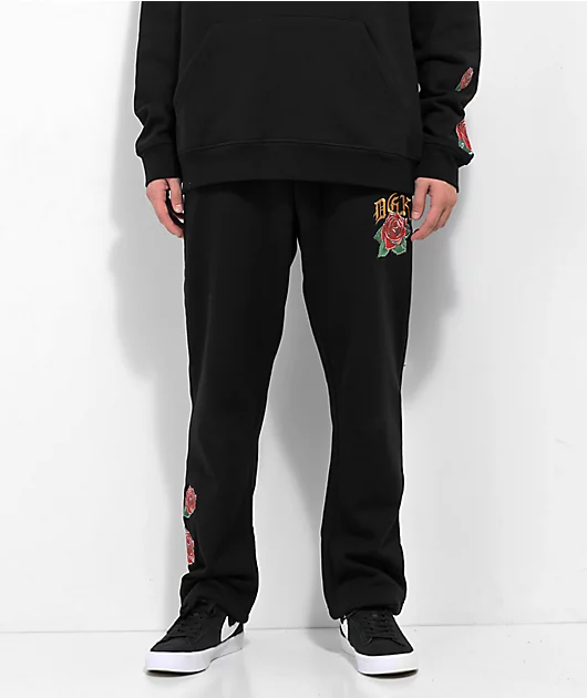 DGK Guadalupe Embroidered Black Sweatpants