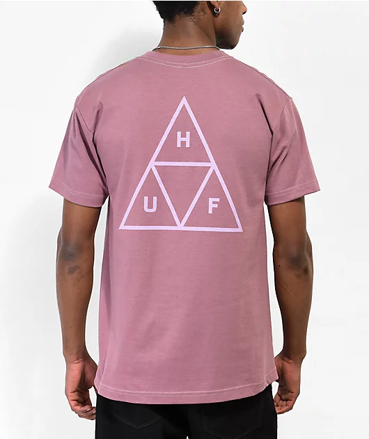 HUF Essentials Triple Triangle Mauve T-Shirt
