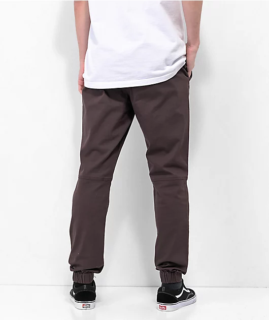 Empyre Creager Stretch Elastic Waist Brown Jogger Pants