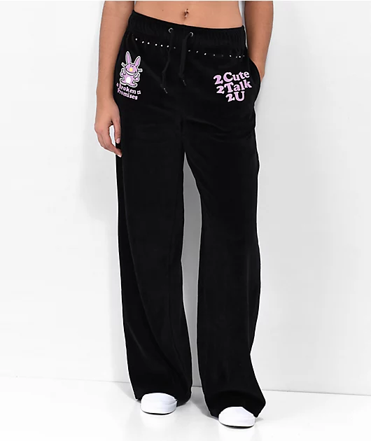 Broken Promises 2Cute Black Velour Sweatpants