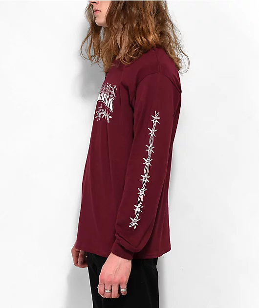 38792-thrasher-barbed-wire-maroon-long-sleeve-t-shirt-3.webp Thrasher Barbed Wire Maroon Long Sleeve T-Shirt