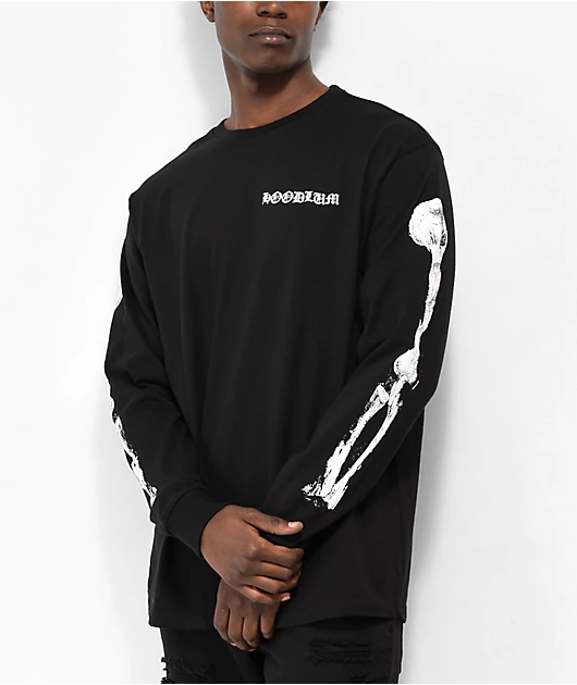 Hoodlum by Darby Allin Bones Black Long Sleeve T-Shirt