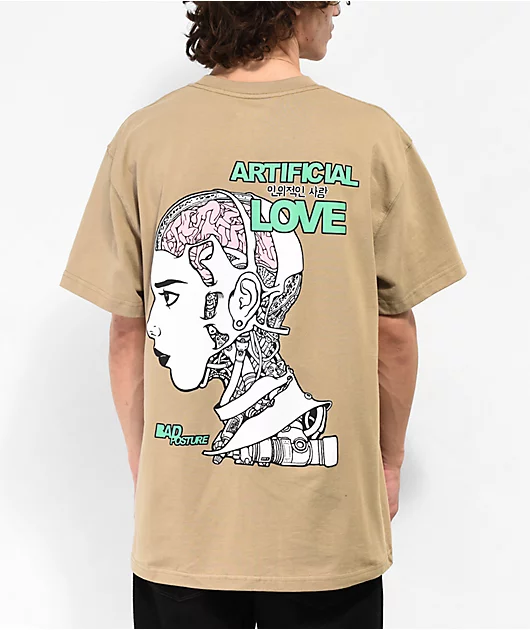 39380-bad-posture-artificial-love-tan-t-shirt-1.webp Bad Posture Artificial Love Tan T-Shirt
