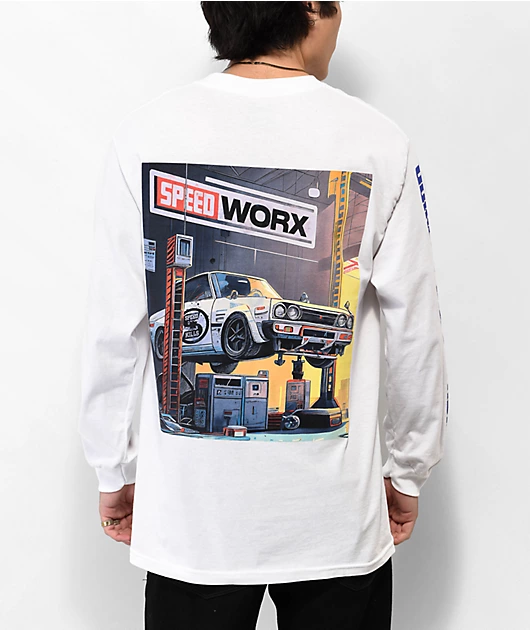 40041-speed-kills-high-octane-white-long-sleeve-t-shirt-1.webp Speed Kills High Octane White Long Sleeve T-Shirt