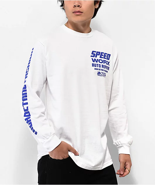 40041-speed-kills-high-octane-white-long-sleeve-t-shirt-2.webp Speed Kills High Octane White Long Sleeve T-Shirt