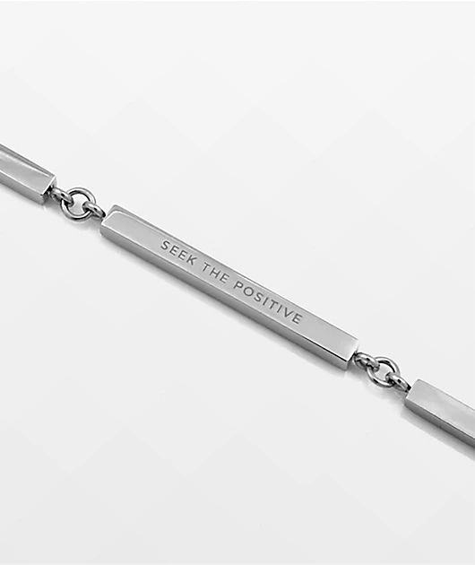 Rastaclat Seek The Positive Silver Bar Link Bracelet