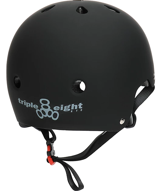 Triple Eight Dual Certified Black Rubber Skateboard Helmet