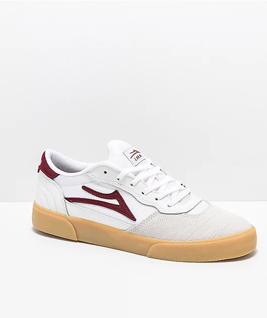 Lakai Cambridge White, Burgundy & Gum Skate Shoes