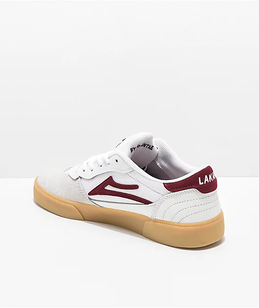 Lakai Cambridge White, Burgundy & Gum Skate Shoes