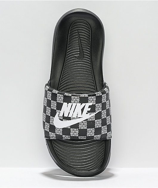 42139-nike-victori-one-printed-black-white-checkered-slide-sandals-3.jpg Nike Victori One Printed Black & White Checkered Slide Sandals