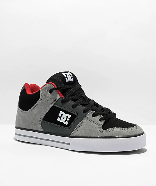 DC Pure Mid Black, Grey & Red Skate Shoes