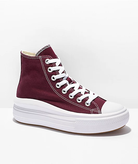 Converse Chuck Taylor All Star Move Dark Beetroot & White High Top Platform Shoes