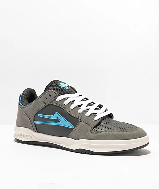 Lakai Telford Low Grey & Cyan Suede Skate Shoes