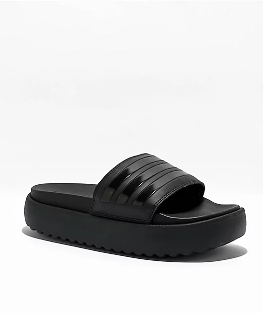 adidas Adilette Black Platform Slide Sandals