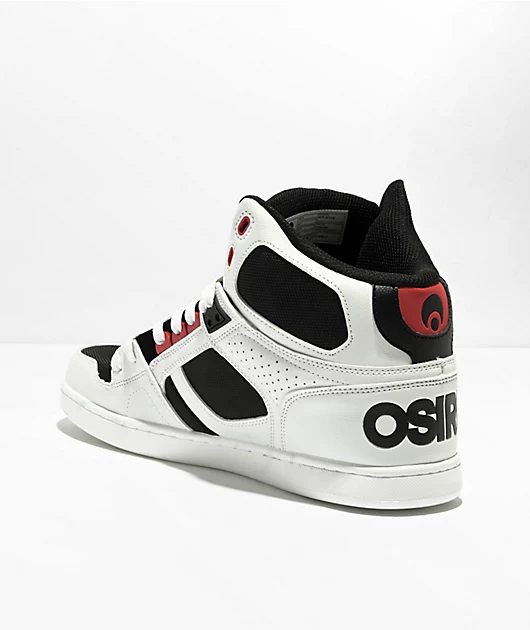 Osiris NYC 83 CLK White, Black & Red High Top Skate Shoes